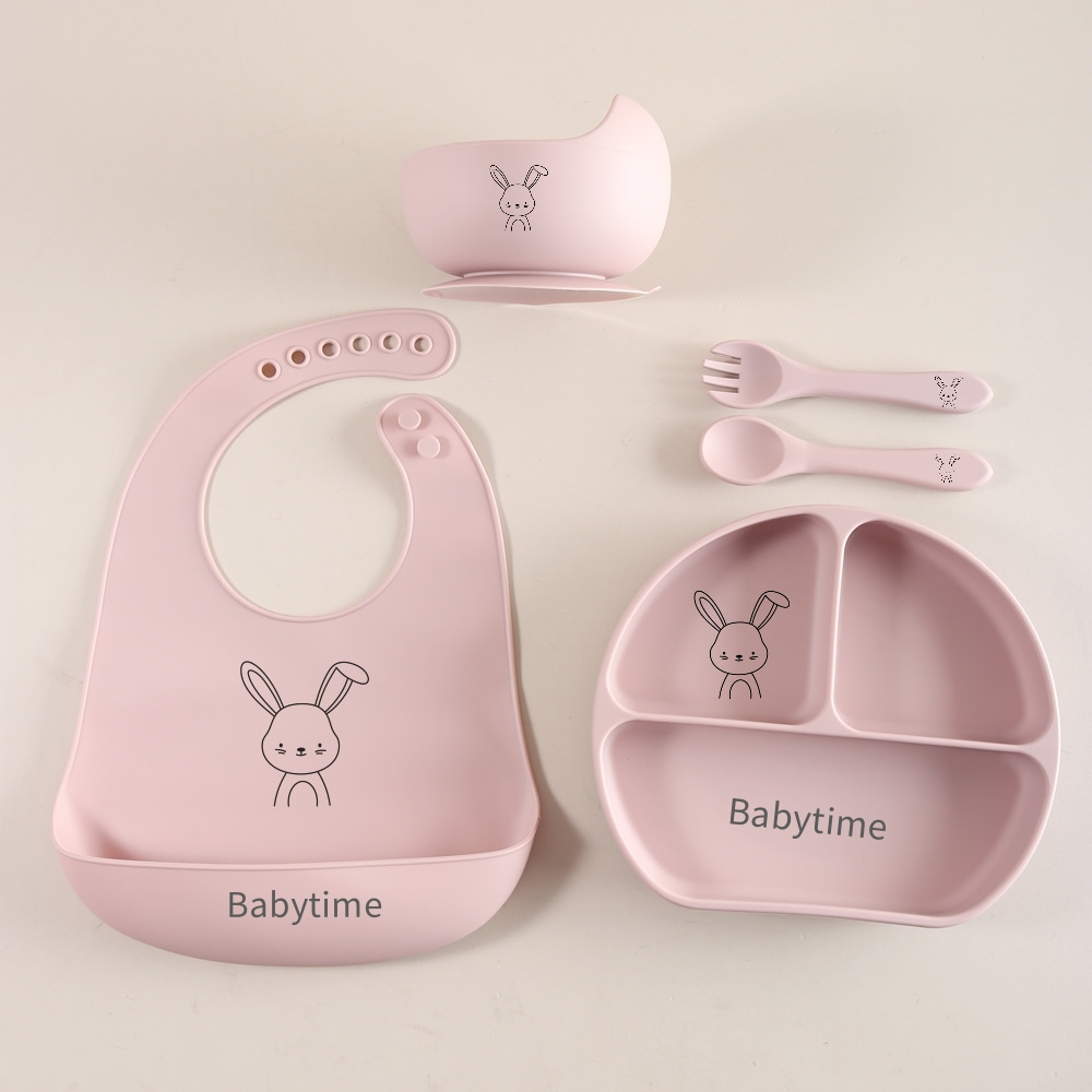 Baby Food Utensils Set - 5 Parça Tavşan Figürlü Bebek Beslenme