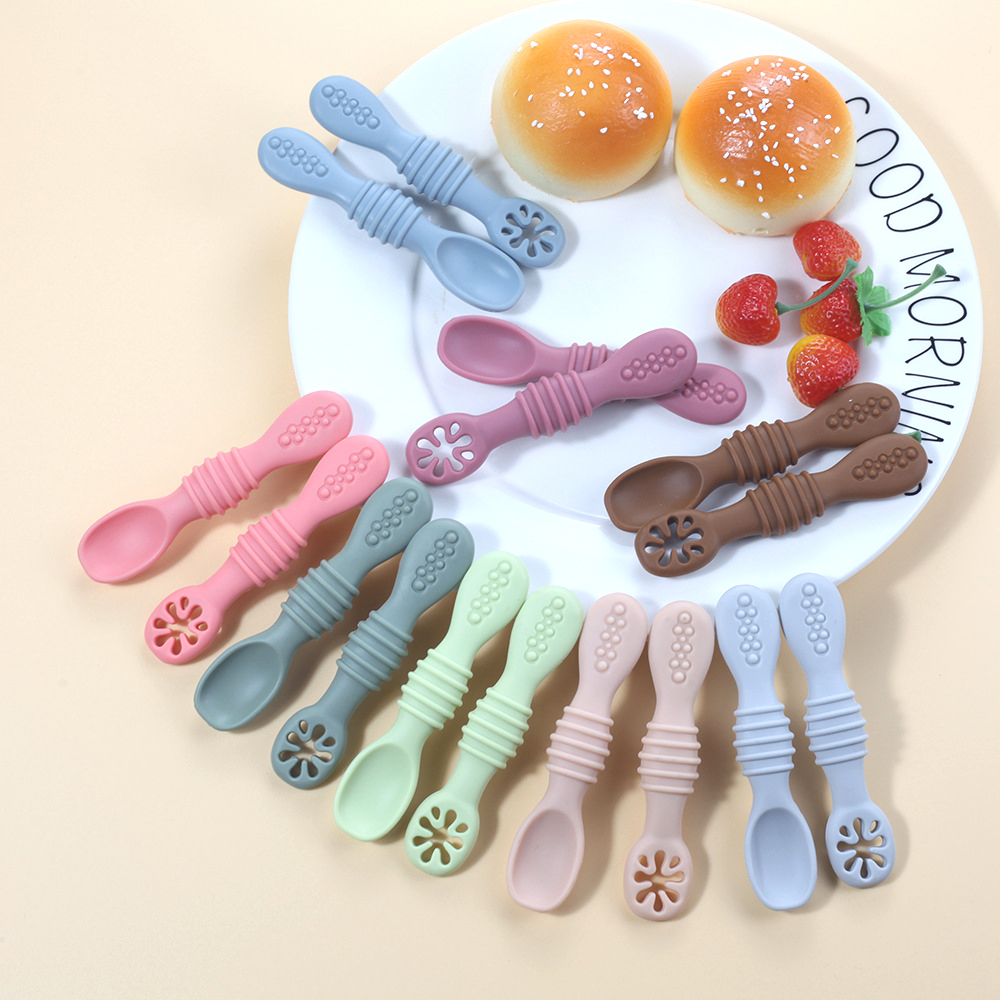 Baby Food Utensils Set - 2 adet sevimli bebek öğrenme kaşık