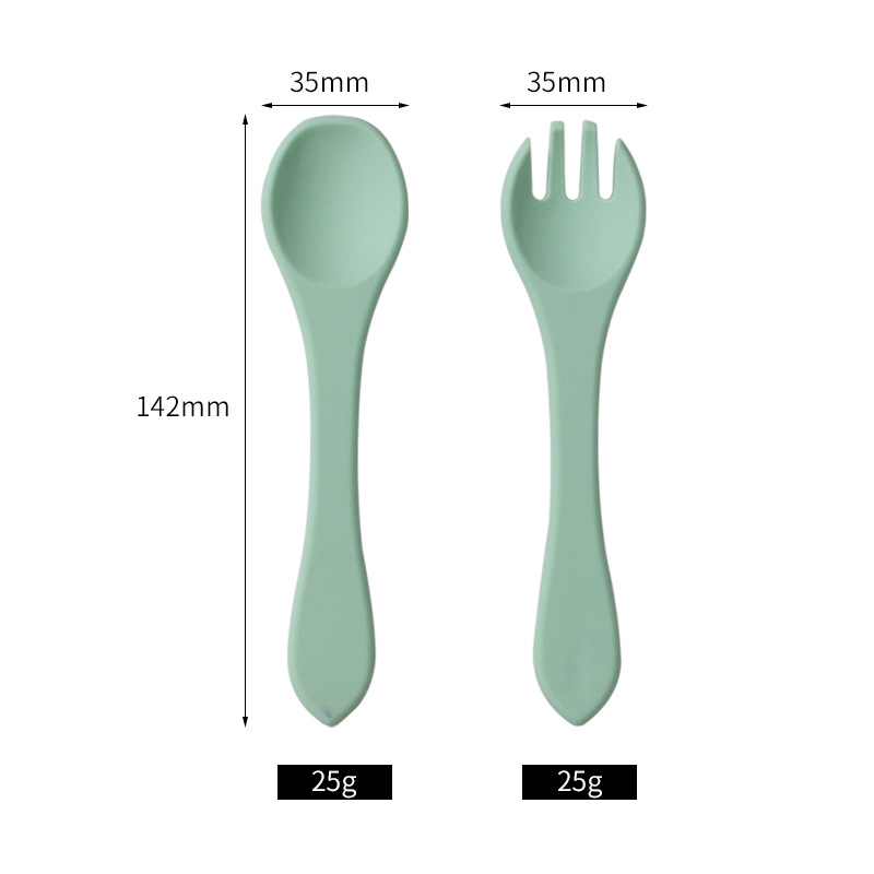 Baby Food Utensils Set - Gıda Sınıfı Silikon Bebek Kaşık ve