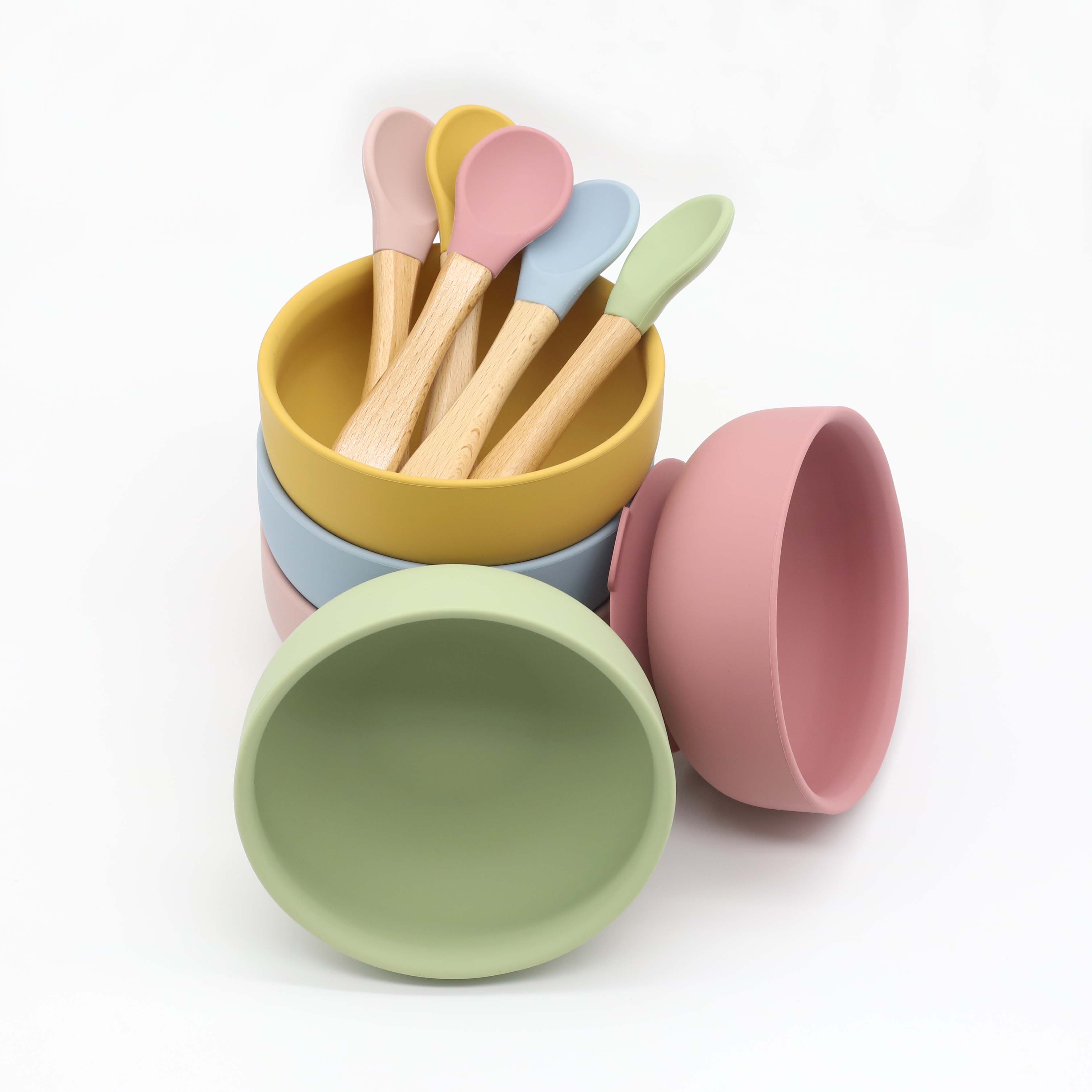 Vakumlu silikon kase, ahşap sa - Baby Food Utensils Set incelemesi ve fiyatı